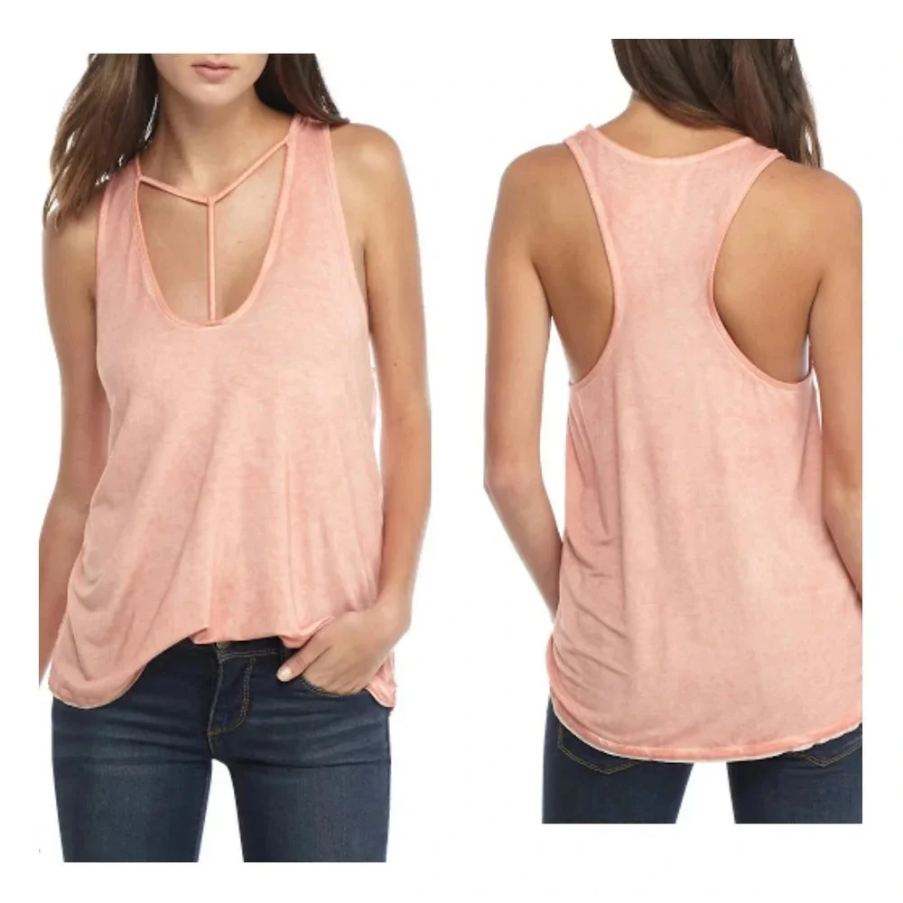 Free People Amelia Tank Top In Peach Size Small